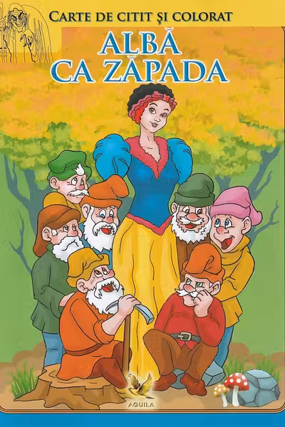 Alba ca zapada si cei sapte pitici. Carte de citit si colorat