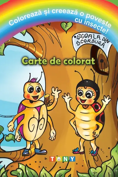 Colorează și creează o poveste cu insecte! Carte de colorat
