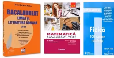 Pachet Bacalaureat 2026. Limba si literatura romana, Matematica M1 Teste si Fizica 100 variante rezolvate - Mariana Badea, Rodica Manolescu, Doru Badiu