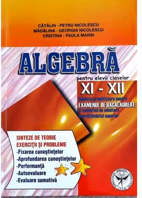 Algebra, clasele 11-12. Subiecte pregatitoare pentru examenul de bacalaureat