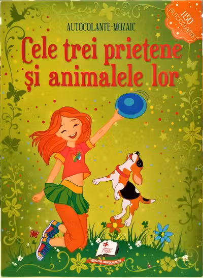 Cele trei prietene si animalele lor. Autocolante mozaic