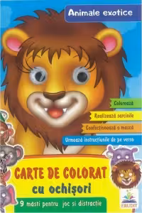 Animale exotice - Carte de colorat cu ochisori