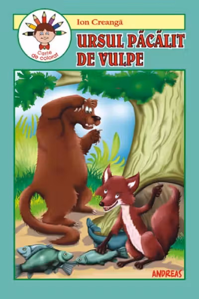 Ursul păcălit de vulpe. Carte de colorat