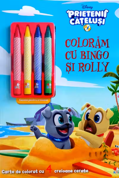 DISNEY. PRIETENII CATELUSI. Coloram cu Bingo si Rolly. Contine 4 creioane cerate