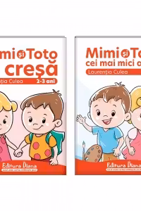 Set doua carti, A4, anteprescolari 2-3 ani (1. Mimi si Toto la cresa; 2. Mimi si Toto cei mai mici artisti)