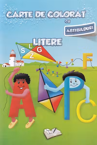 Carte de colorat cu abțibilduri. Litere