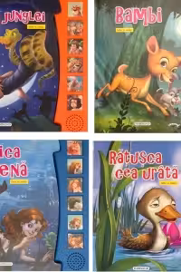 Pachet de 4 carti cu sunete: Cartea junglei, Bambi, Mica sirena, Ratusca cea urata
