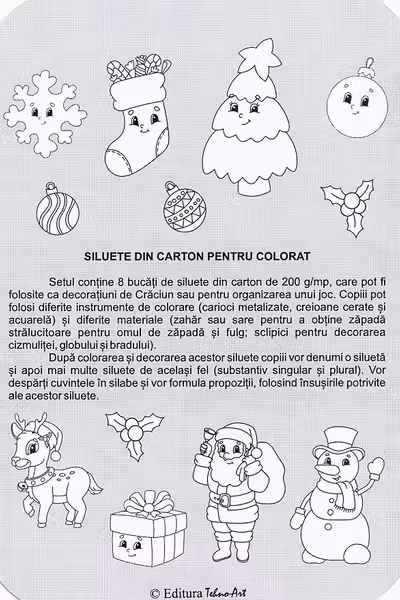 Siluete din carton pentru colorat. Iarna
