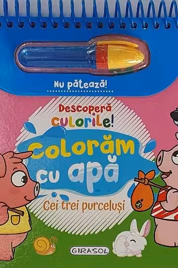Descopera culorile! Cei trei purcelusi coloram cu apa