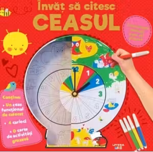 INVAT SA CITESC CEASUL. Picteaza ceasul cum iti place! Contine 1 ceas functional de pictat 4 carioci si o carte de activitati grozava