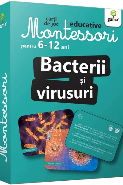 Carti de joc Montessori. Bacterii si virusuri 6-12 ani
