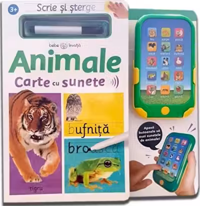 SCRIE SI STERGE. ANIMALE. Carte cu sunete