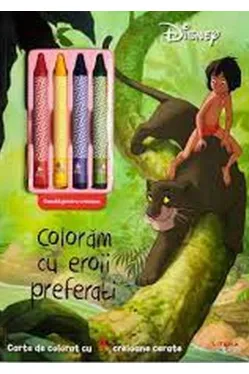 DISNEY. COLORAM CU EROII PREFERATI. Carte de pictat cu 4 creioane cerate
