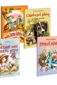 Pachet Poezii ilustrate: 1. Baba iarna intra-n sat; 2. Catelusul schiop; 3. Printul miorlau; 4. Versuri mici pentru pitici