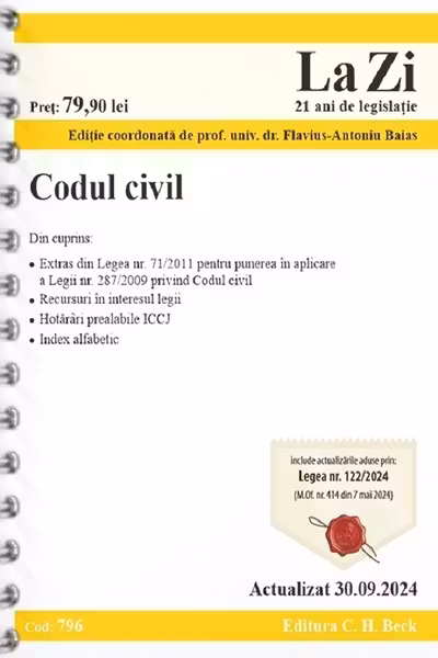 Codul civil Act. 30 Septembrie 2024 Ed. Spiralata