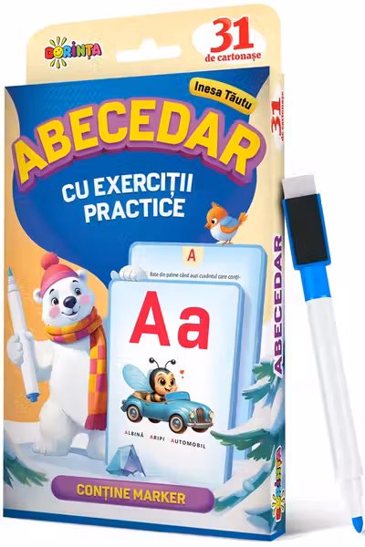 31 de cartonase. Scrie si sterge. Abecedar cu exercitii practice