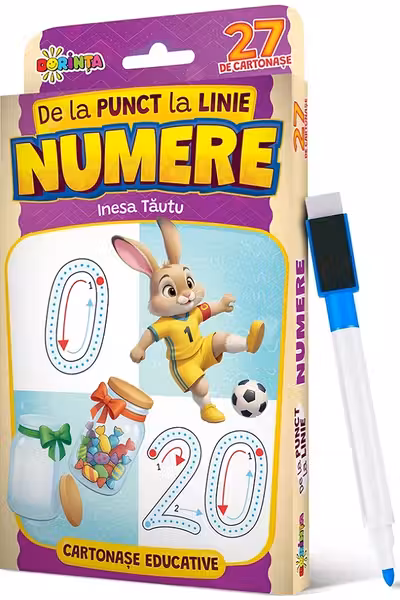 27 de cartonase educative. De la punct la linie. Numere
