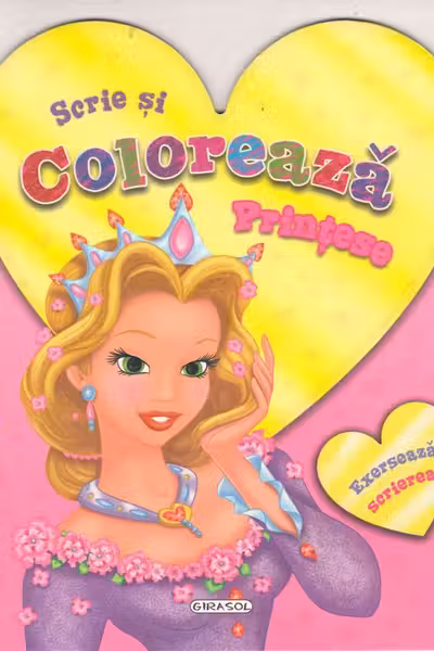 Scrie si coloreaza printese - roz