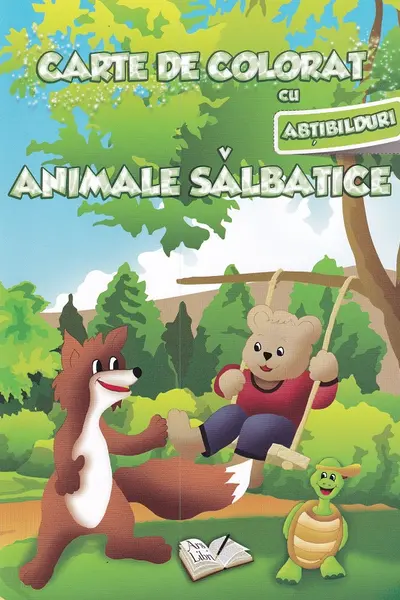 Carte de colorat cu abțibilduri. Animale sălbatice