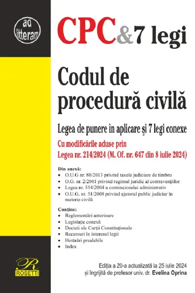 Codul de procedură civilă Ed.20 Act. 25 iulie 2024