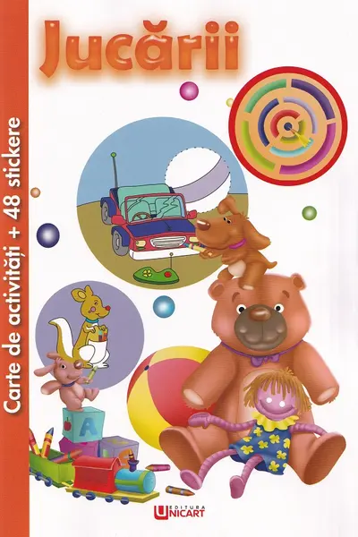 Carte de activități cu 48 stickere: Jucării