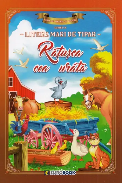 Rățușca cea urâtă. Carte de colorat cu povești scrisă cu litere mari de tipar
