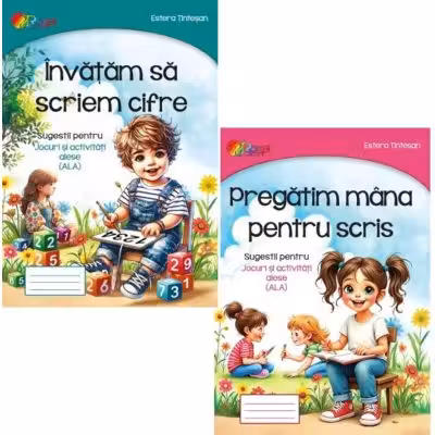 Pachet 2 carti jocuri si activitati. Invatam sa scriem cifre si Pregatim mana pentru scris