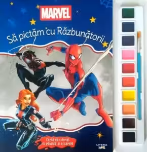 MARVEL. SA PICTAM CU RAZBUNATORII. Carte de pictat cu pensula si acuarele