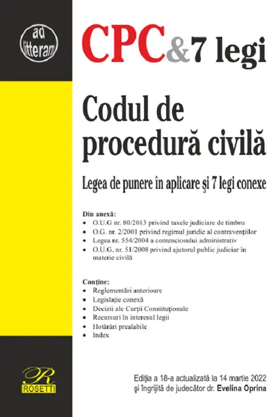 Codul de procedură civilă. Actualizată 14 martie 2022