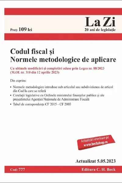 Codul fiscal și Normele metodologice de aplicare Act.5 mai 2023