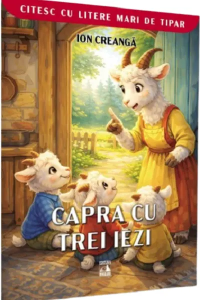 Capra cu trei iezi. Citesc cu litere mari de tipar