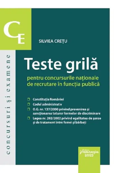 Teste grila pentru concursurile nationale de recrutare in functia publica