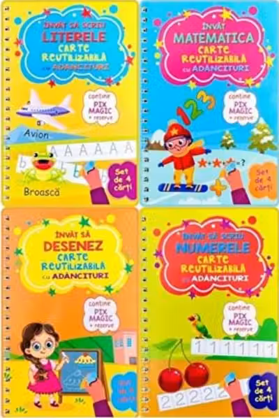 Set cu 4 carti reutilizabile cu adancituri
