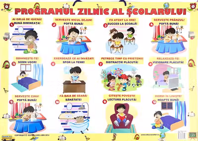 Planșă: Programul zilnic al școlarului