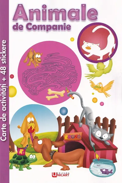 Carte de activități cu 48 stickere: Animale de companie