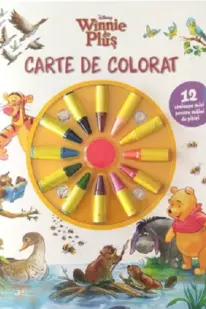 DISNEY. WINNIE DE PLUS. Carte de desenat. 12 creioane mici pentru maini de pitici