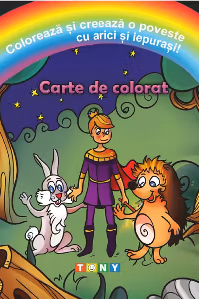 Colorează și creează o poveste cu arici și iepurași! Carte de colorat