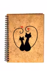 Agenda A5 personalizata din lemn cu 2 pisicute negre